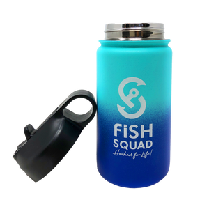 Fish Squad Thermos Kids Water Bottle with Straw - Spill & Sweat Proof - BPA Free
