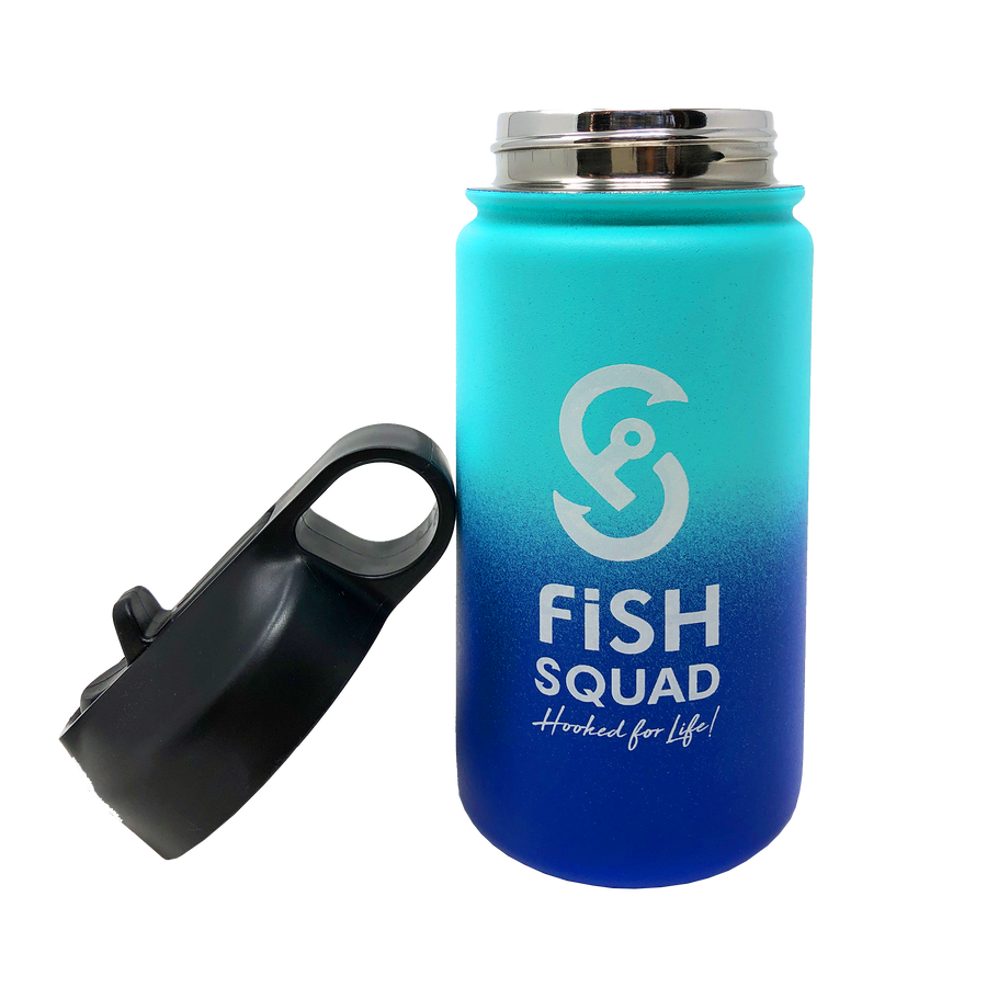 Fish Squad Thermos Kids Water Bottle with Straw - Spill & Sweat Proof - BPA Free